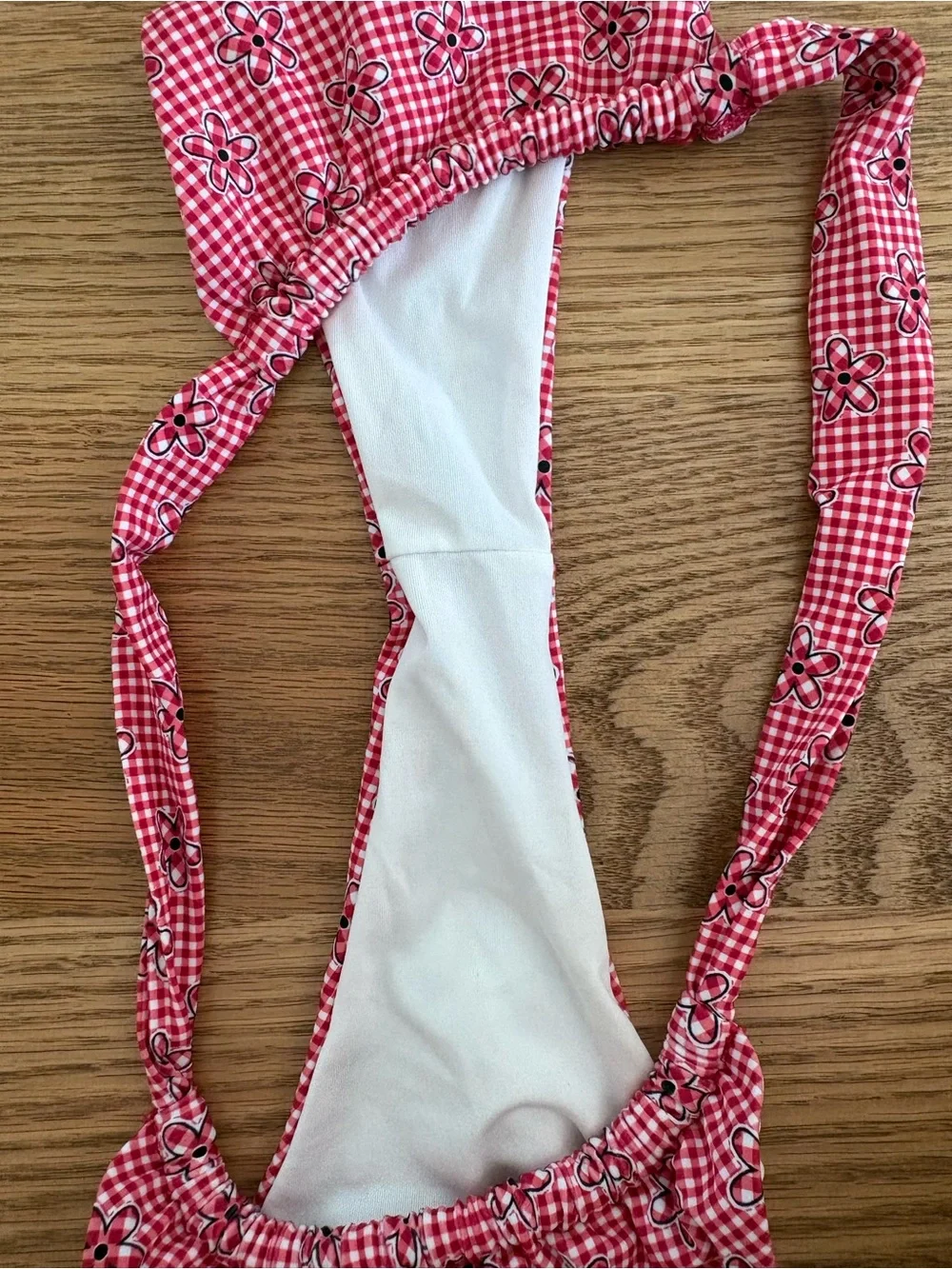 Frankie's Bikinis Red Gingham Floral Two-Piece Bikini